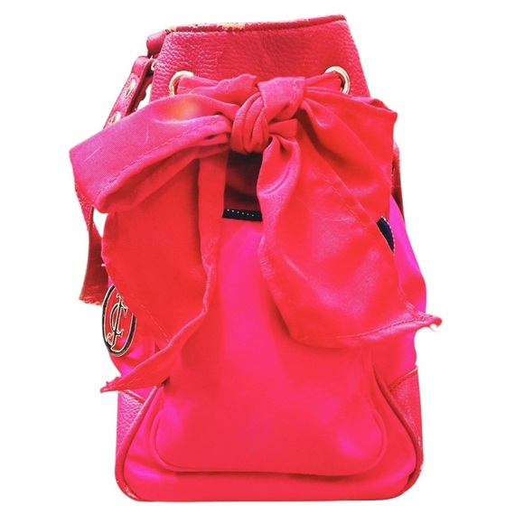 Vintage Juicy Couture Pink Nylon Malibu Daydreamer Studded Bow Bag Satchel - Picture 7 of 16